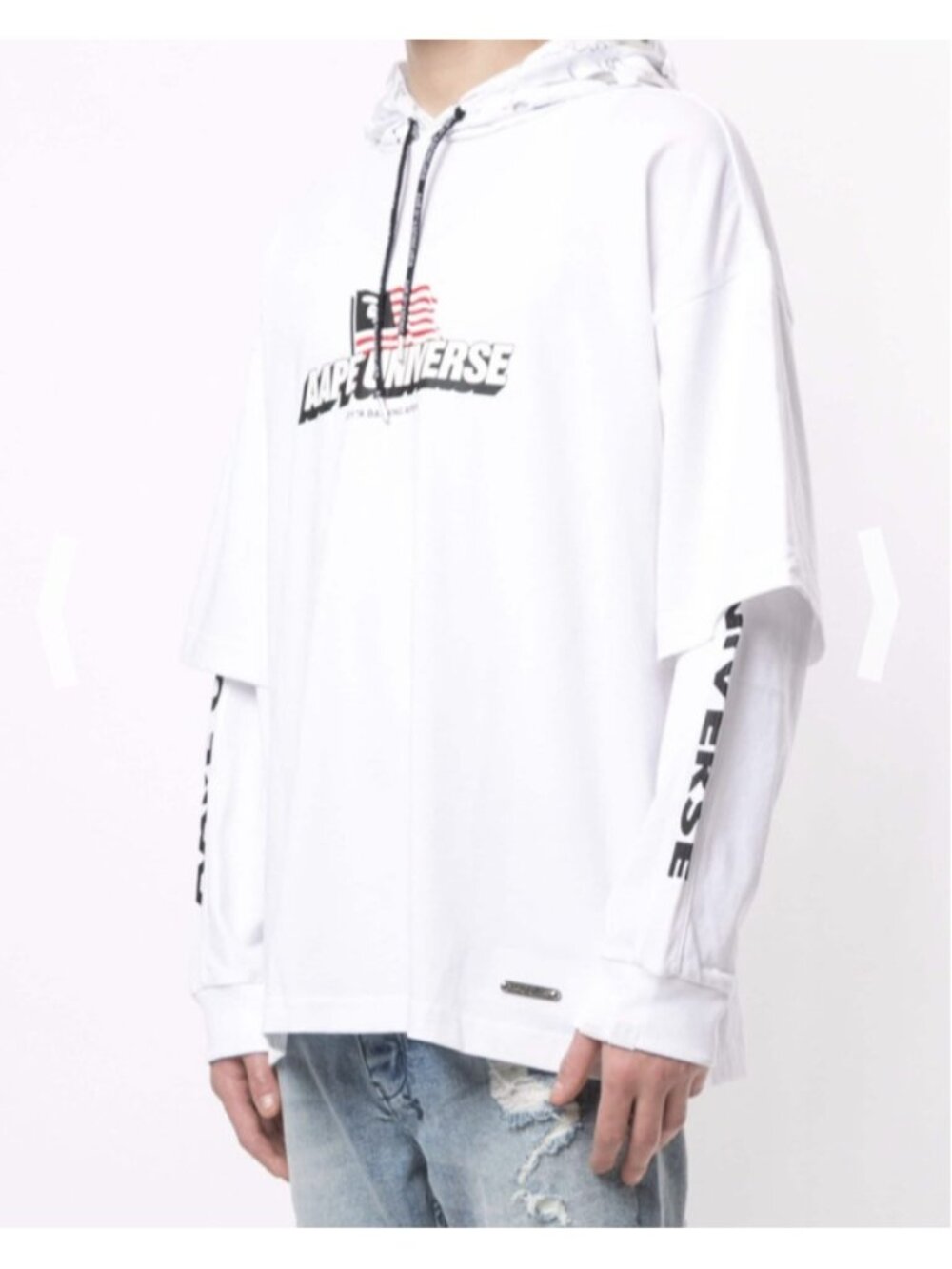 AAPE by a Bathing Ape Universe Layered Hoodie White ( M )